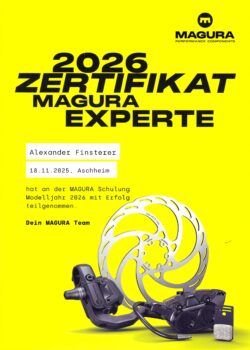 Zertifikat Magura Experte 2026 (Gustav Magenwirth GmbH)